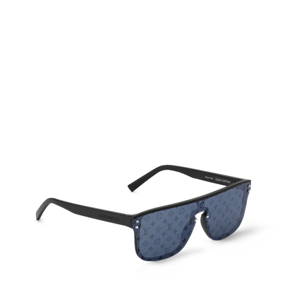 LV Waimea sunglasses with dark blue monogram pattern lenses and black frame