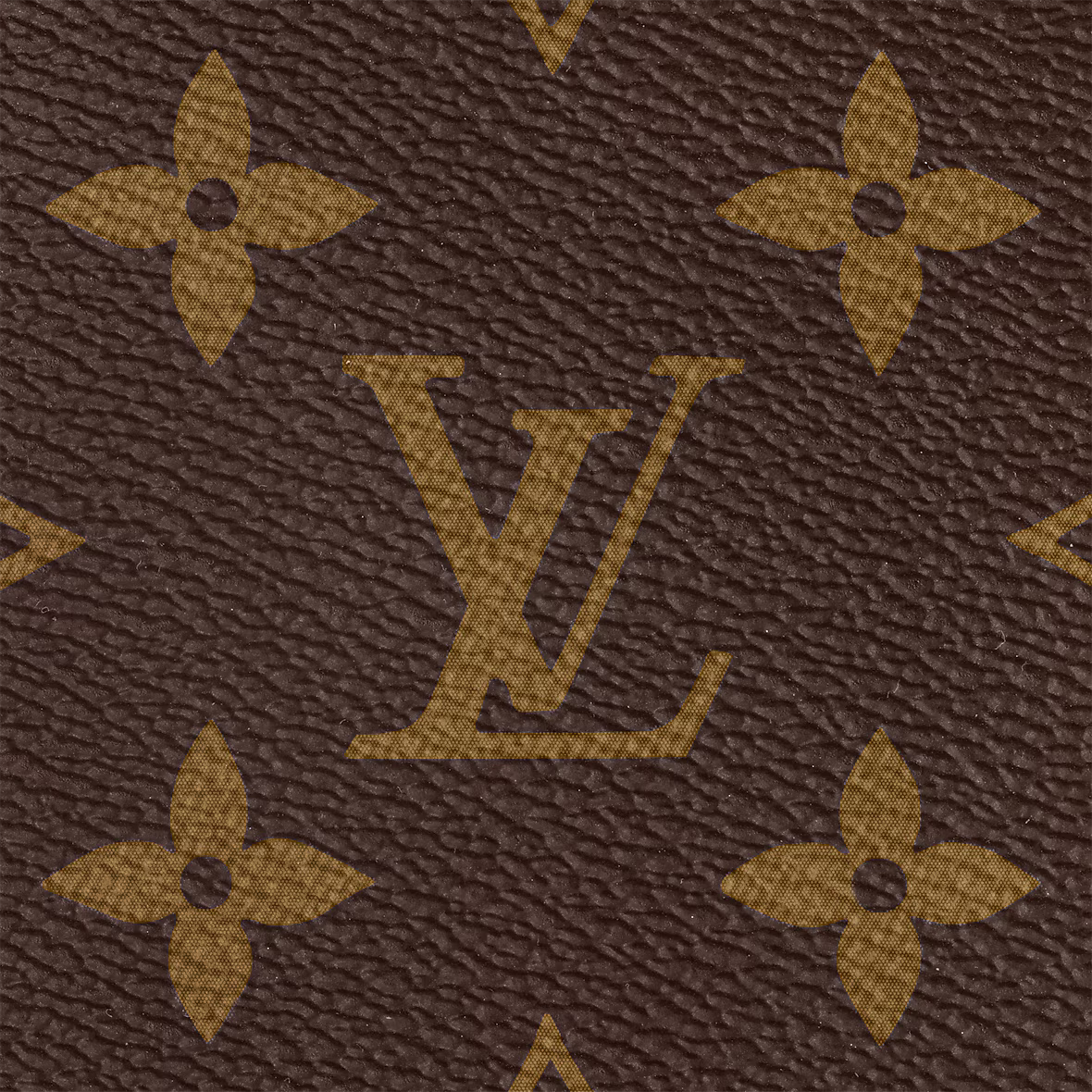 Neverfull GM monogram canvas close-up in brown with gold LV-style pattern