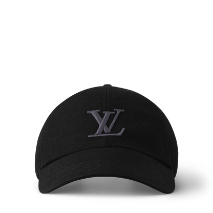 Black baseball cap with embroidered LV logo on front