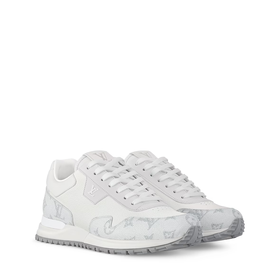 Run Away Trainers white, lace-up sneakers with embossed logo on sides