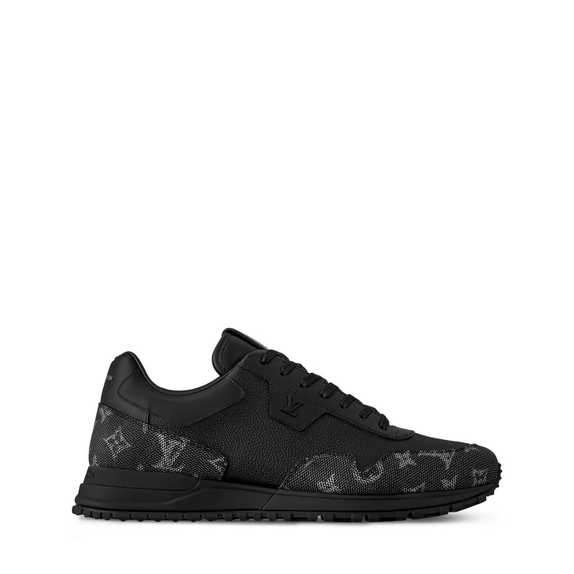 Run Away Trainers black side view with lace-up front and cushioned sole