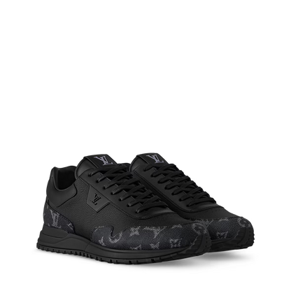 Run Away Trainers black leather-look with embossed logo panels