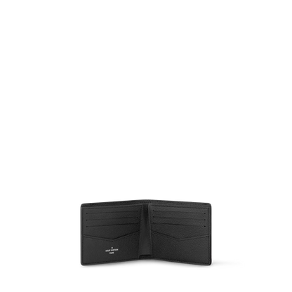 Eclipse slender wallet open view showing multiple card slots and stitched leather