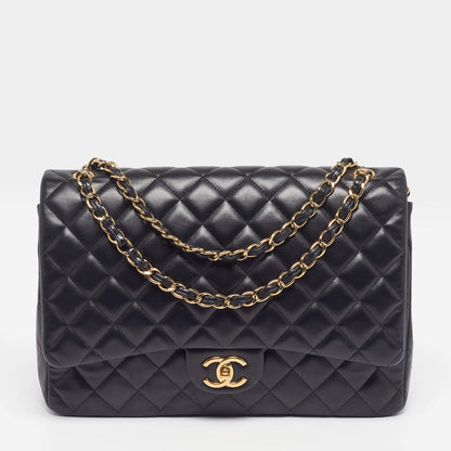 Maxi Classic Flap quilted shoulder bag with gold-tone chain and front flap logo