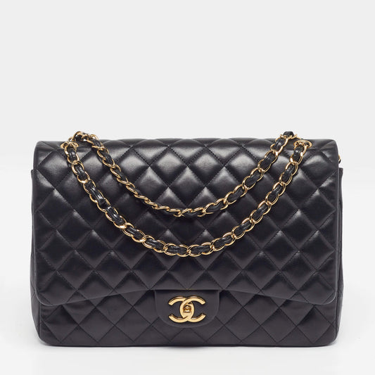 Maxi Classic Flap quilted shoulder bag with gold-tone chain and front flap logo