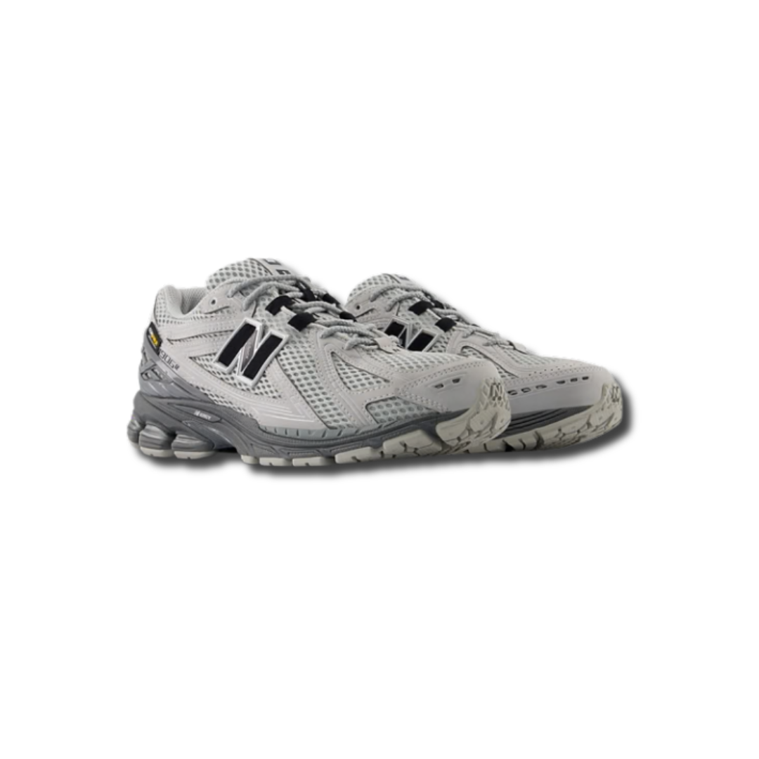 NB 1906R grey mesh sneakers with black laces and large N logo