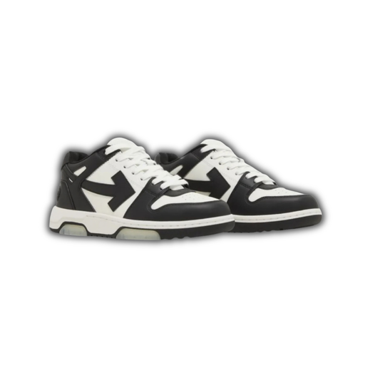 OFF WT Panda Leder-Sneaker, schwarz-weiß, Schnürung, flache Gummisohle