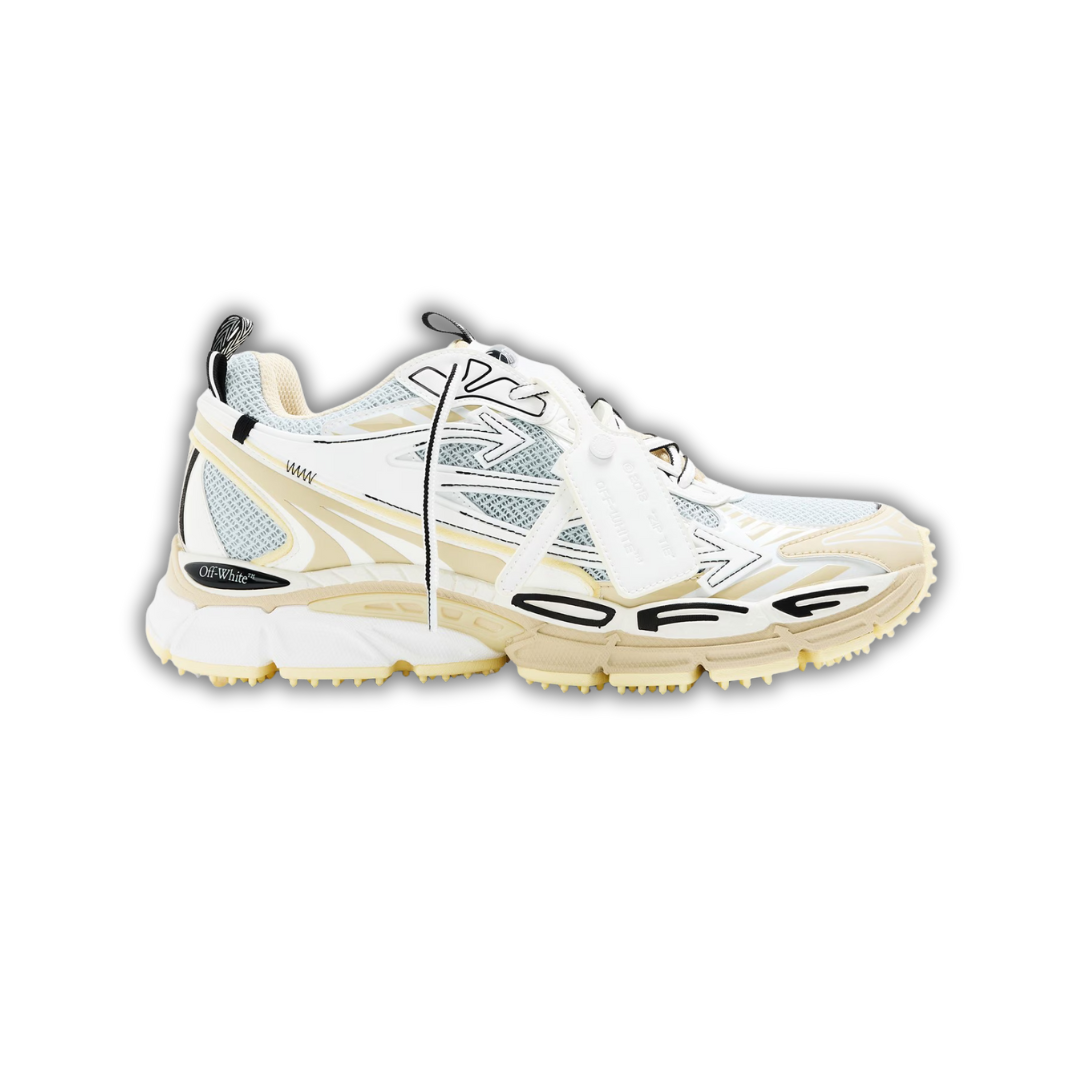 Men’s comfort sneakers in off-white/cream with beige panels and black trim