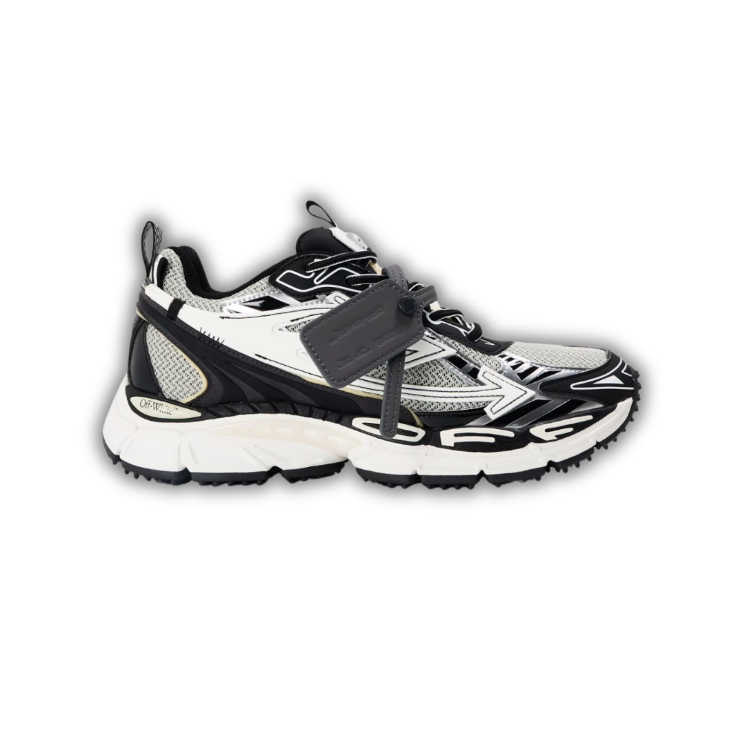 Retro comfort sneakers in white/black with grey mesh panels and black laces