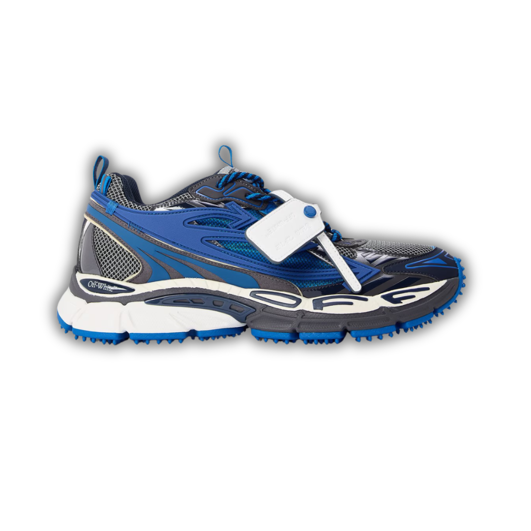 Retro comfort sneakers in blue/grey with black accents and chunky tread sole