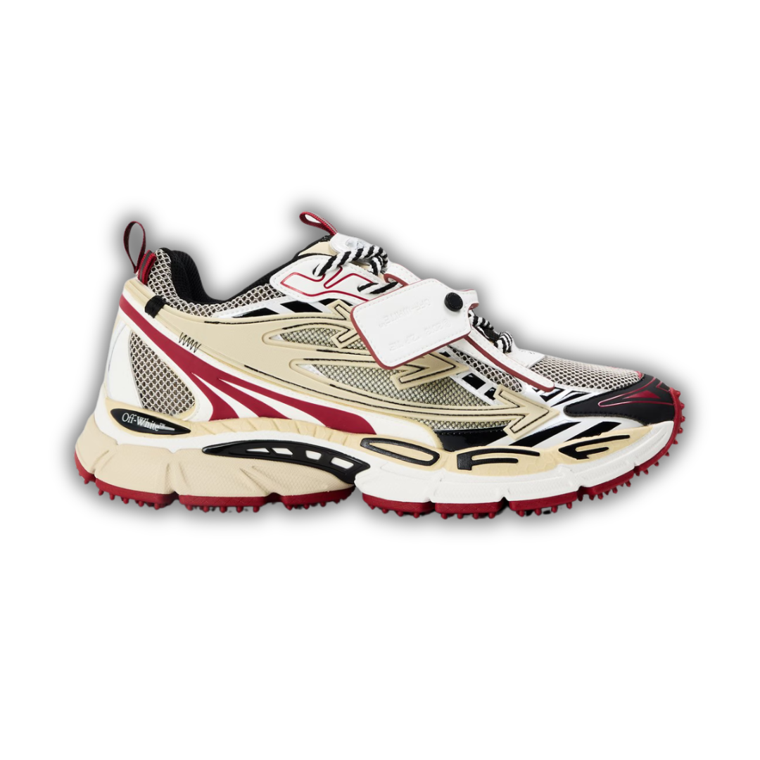 Retro comfort sneakers in white/cream with red details and mesh side panels