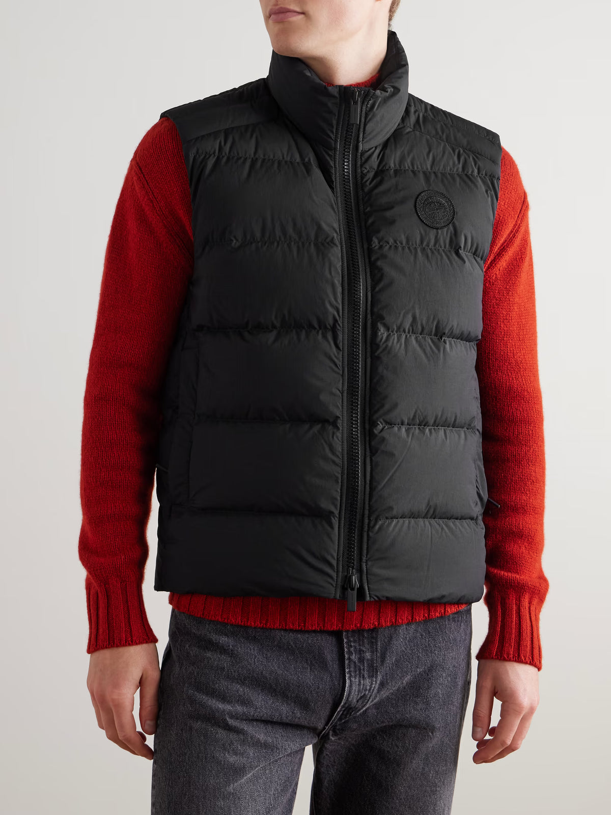 Crofton Logopatch Steppweste schwarz, ärmellos, Steppung und Frontreißverschluss