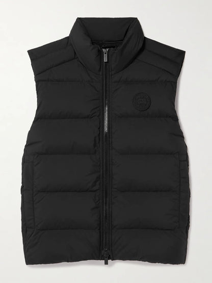 Crofton Logopatch Steppweste, schwarz, mit durchgehendem Reißverschluss